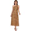 Adrianna Papell Womens Beaded Ankle Length Dress(Copper)