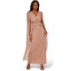 Adrianna Papell Women’s Beaded Cape Long Dress(Rose Gold)