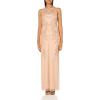 Adrianna Papell Womens Beaded Column Long Dress(Rose Gold)