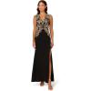 Adrianna Papell Women’s Beaded Crepe Long Dress, Black