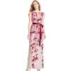 Adrianna Papell Womens Cascading Floral Colmn Gwn(Merlot Multi/Nude)