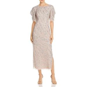 Adrianna Papell Womens Beaded Ankle Length Dress(Almond Cream)