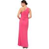 Adrianna Papell Floral Print Chiffon Gown with One Shoulder Neckline(Pink Lotus)