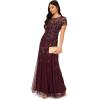 Adrianna Papell Womens Beaded Godet Long Dress(Deep Amethyst)