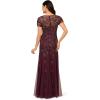 Adrianna Papell Womens Beaded Godet Long Dress(Deep Amethyst)