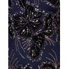Adrianna Papell Womens Beaded Mesh Velvet Long Dress(Light Navy)