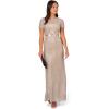 Adrianna Papell Womens Column Sequin Gown(Silver/Nude)