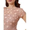 Adrianna Papell Womens Floral Beaded Top with Tulle(Steel Rose)