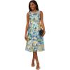 Adrianna Papell Womens Floral Printed Veiled Dress(Blue/Ivory Multi)