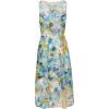 Adrianna Papell Womens Floral Printed Veiled Dress(Blue/Ivory Multi)