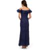 Adrianna Papell Womens Floral Ruffle Gown(Light Navy)