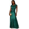 Adrianna Papell Womens Metallic Knit Gown(Emerald)