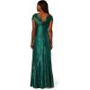 Adrianna Papell Womens Metallic Knit Gown(Emerald)