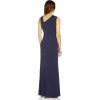 Adrianna Papell Womens Metallic Knit Gown(Light Navy)