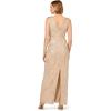 Adrianna Papell Women’s Sleeveless Bead Long Dress(Biscotti)