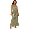 Adrianna Papell Womens Stardust Pleated Draped Gown(Green Slate)