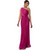 Adrianna Papell Womens Stardust Pleated Draped Gown(Magenta)