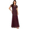 Adrianna Papell Womens Beaded Godet Long Dress(Deep Amethyst)