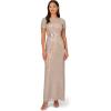 Adrianna Papell Womens Column Sequin Gown(Silver/Nude)