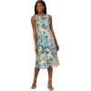 Adrianna Papell Womens Floral Printed Veiled Dress(Blue/Ivory Multi)