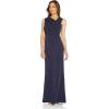 Adrianna Papell Womens Metallic Knit Gown(Light Navy)