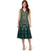 Adrianna Papell Womens Ruffle Bead Dress(Gem Green)