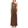 Adrianna Papell Womens Stardust Pleated Draped Gown(Copper)