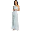 Adrianna Papell Womens Stardust Pleated Draped Gown(Dusty Periwinkle)