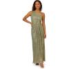 Adrianna Papell Womens Stardust Pleated Draped Gown(Green Slate)