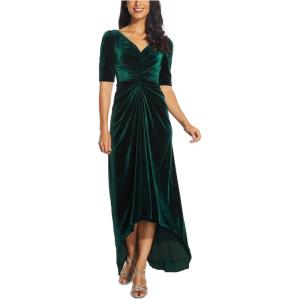 Adrianna Papell Womens Covered Velvet Gown(Emerald)