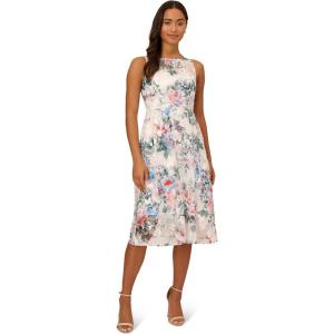 Adrianna Papell Womens Floral Printed Veiled Dress(Ivory Multi)