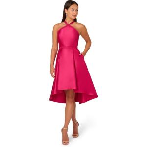 Adrianna Papell Womens Halter Hi Low Mikado Dress(Cosmo Pink)