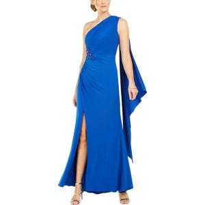 Adrianna Papell Womens One Shoulder Jersey Gown(Blue Sapphire)