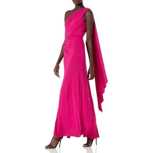 Adrianna Papell Womens One Shoulder Jersey Gown(Bright Rose)