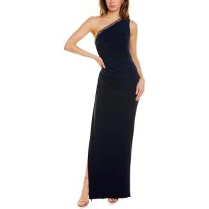 Adrianna Papell Womens One Shoulder Jersey Gown(Midnight)