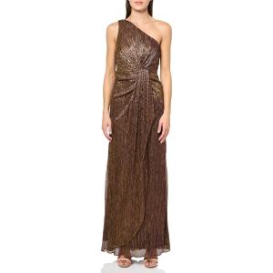 Adrianna Papell Womens Stardust Pleated Draped Gown(Copper)