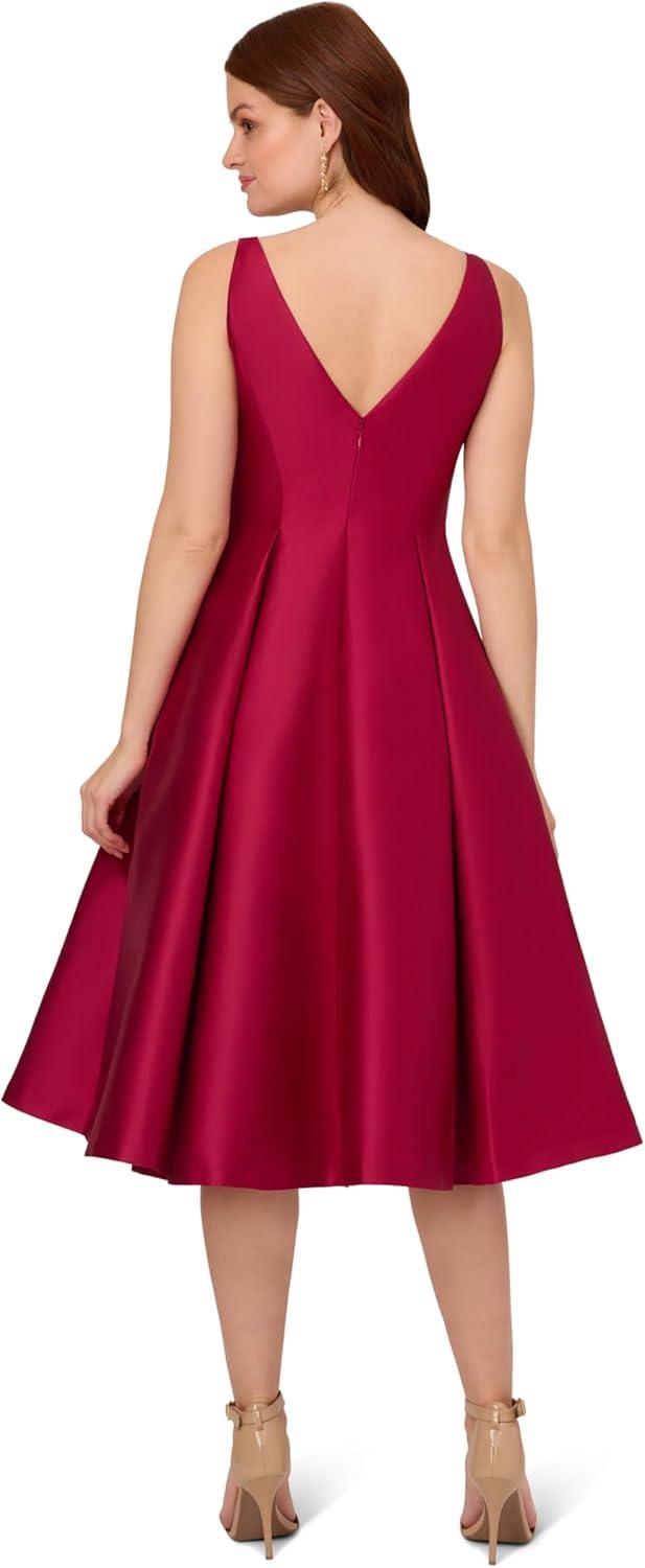 imageAdrianna Papell Womens Sleeveless Tea Length Dress Red Plum