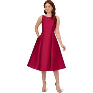 Adrianna Papell Women’s Sleeveless Tea Length Dress, Red Plum