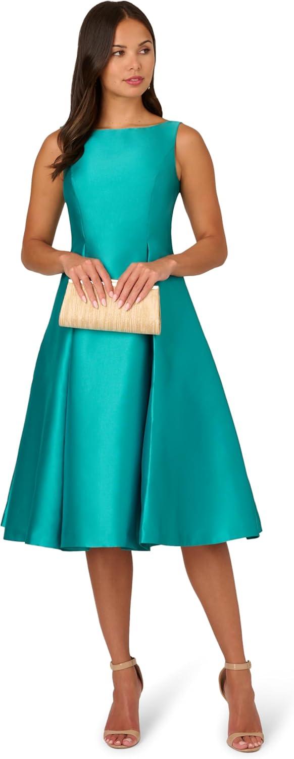 imageAdrianna Papell Womens Sleeveless Tea Length Dress Exotic Jade