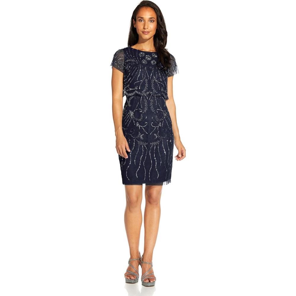 imageAdrianna Papell Womens Beaded Cocktail DressMidnight