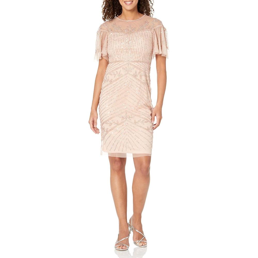 imageAdrianna Papell Womens Beaded Short DressBlush