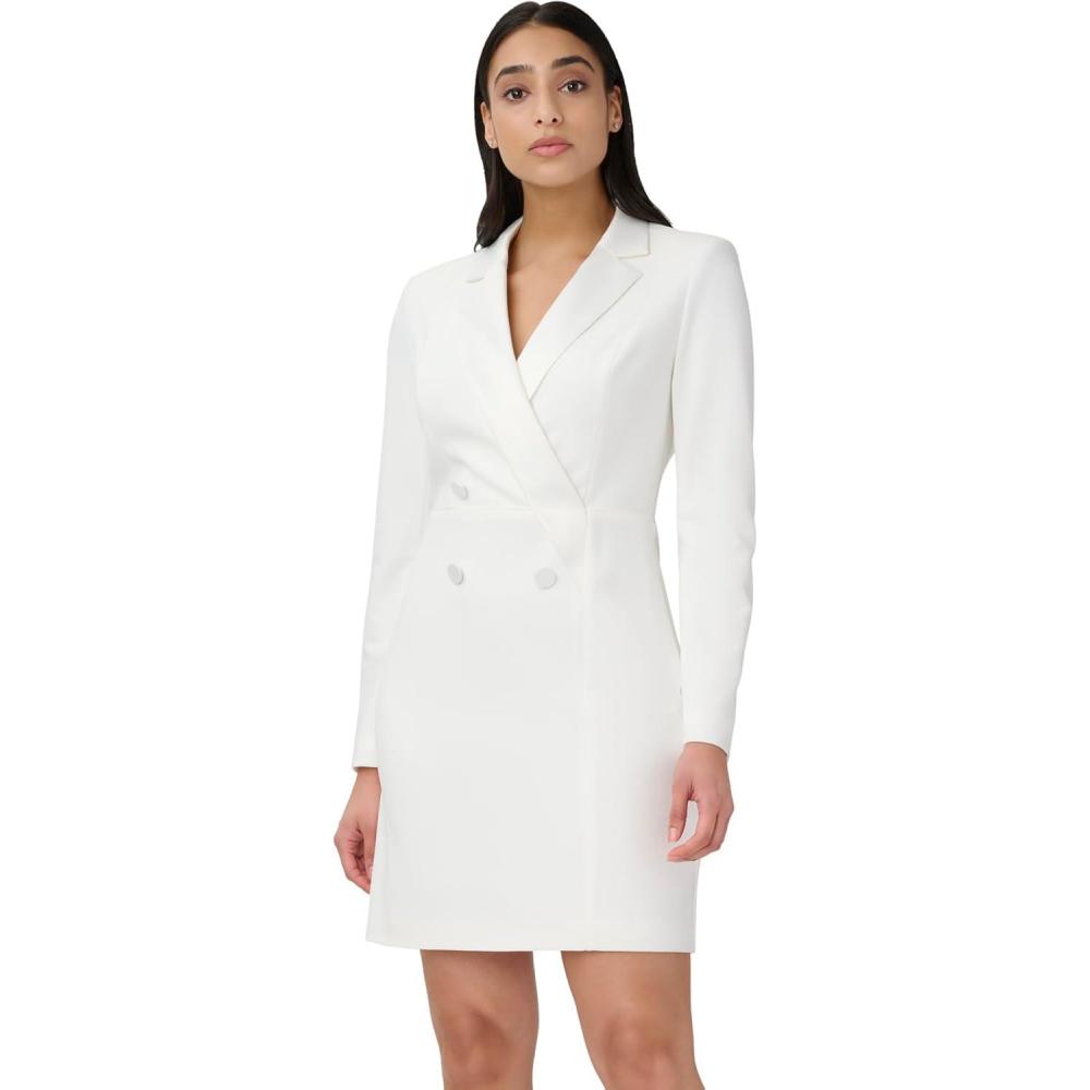 imageAdrianna Papell Womens Crepe Tuxedo Sheath DressIvory
