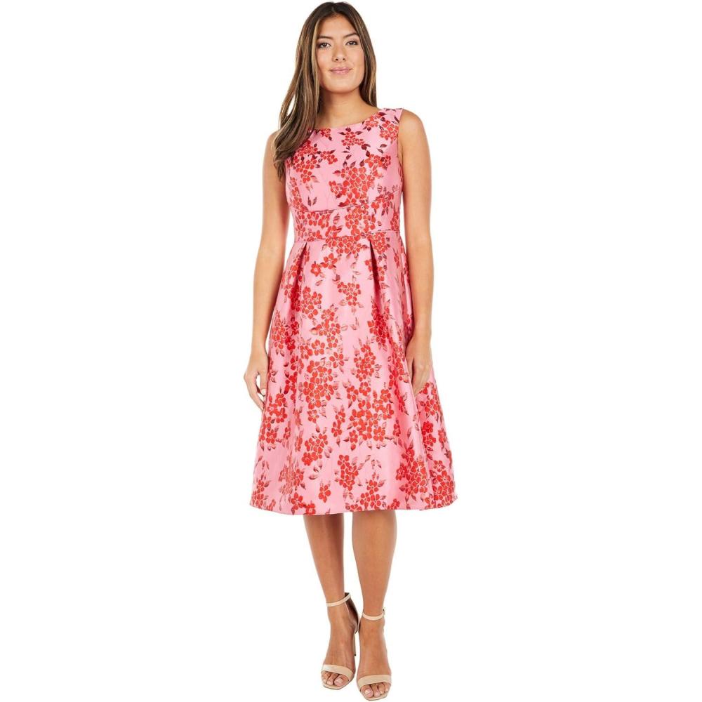 imageAdrianna Papell Womens Floral Jacquard Midi DressFuchsiaRed