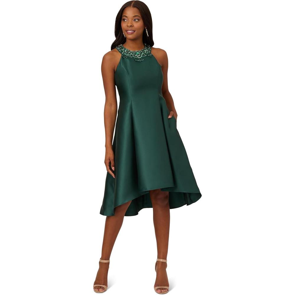 imageAdrianna Papell Womens Mikado FitampampFlare Party DressDark Forest