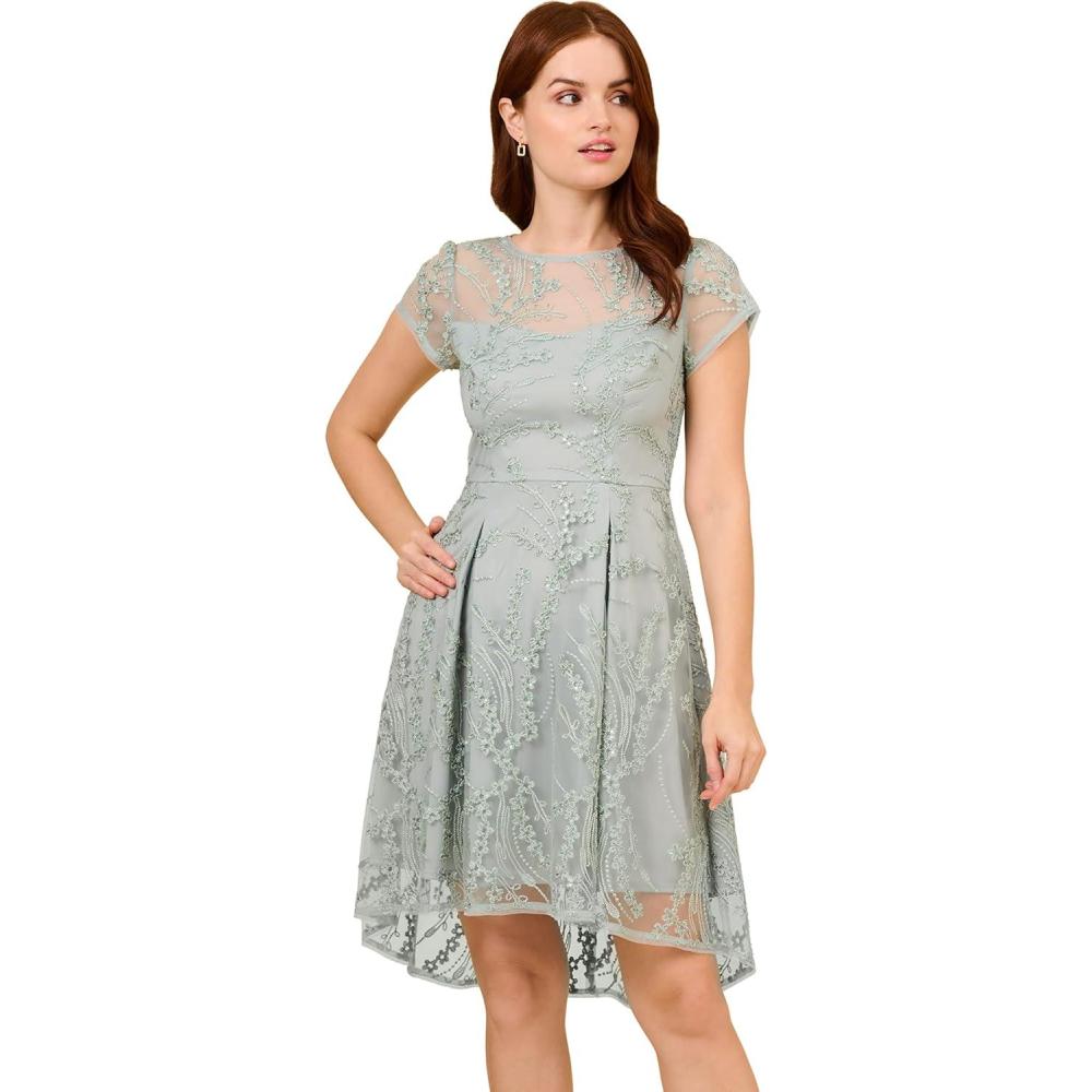 imageAdrianna Papell Womens Sequin Embroidery DressIcy Sage