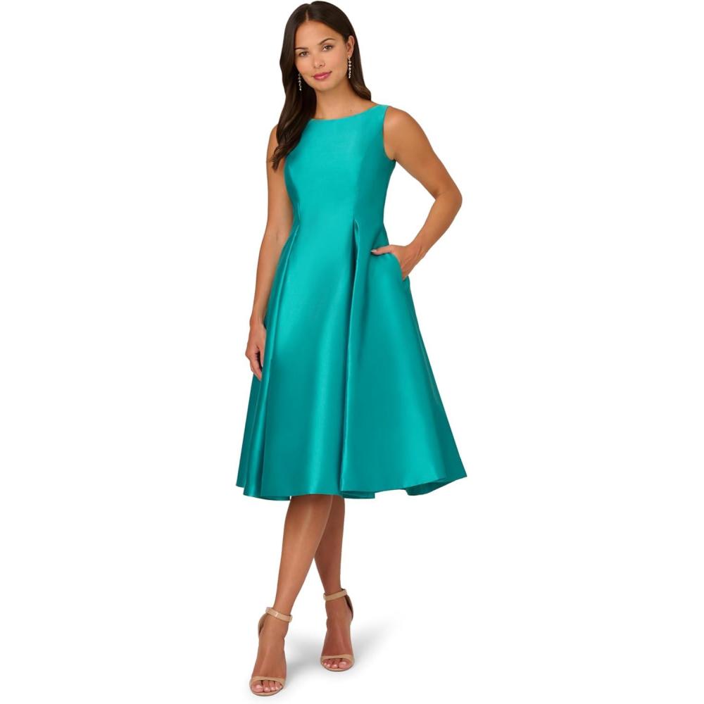 imageAdrianna Papell Womens Sleeveless Tea Length Dress Exotic Jade