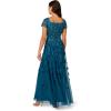 Adrianna Papell Womens Bead 3D Petal Long Dress(Teal Sapphire)