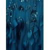 Adrianna Papell Womens Bead 3D Petal Long Dress(Teal Sapphire)