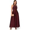 Adrianna Papell Womens Bead Combo Taffeta Long Dress(Plum Wine)