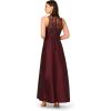 Adrianna Papell Womens Bead Combo Taffeta Long Dress(Plum Wine)